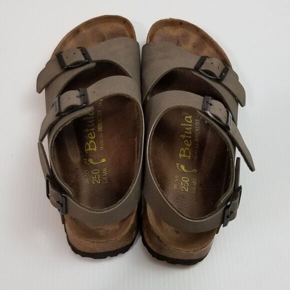 Betula by Birkenstock Milano Gray Tan Sandals Slingback EUR 39 US L8 M6 3 Straps main image 12